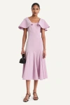 Merlette Women's Liberte Cotton Chambray Flared Midi Dress In Rose Chambray