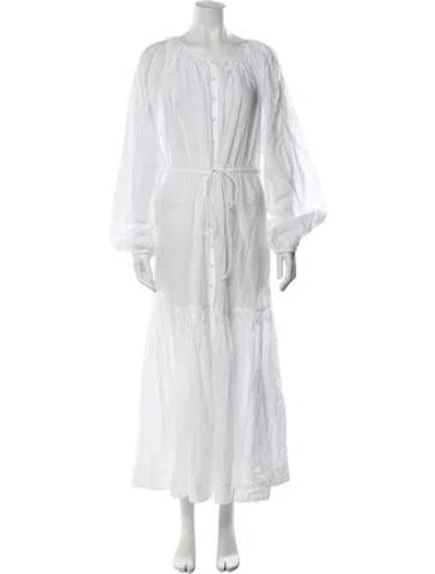Pre-owned Merlette Linen Long Dress In White