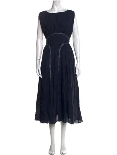 Pre-owned Merlette Linen Midi Length Dress In Black