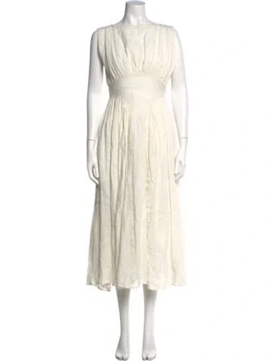 Pre-owned Merlette Linen Midi Length Dress In Neutral