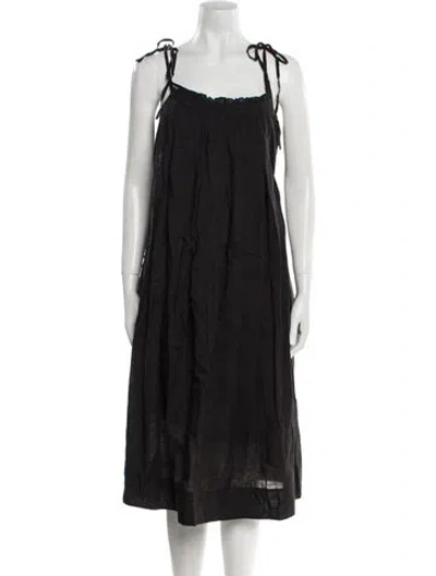 Pre-owned Merlette Linen Midi Length Dress W/ Tags In Black
