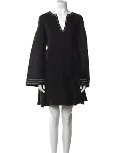 Pre-owned Merlette Linen Mini Dress In Black