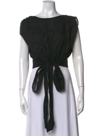 Pre-owned Merlette Linen Scoop Neck Top W/ Tags In Black