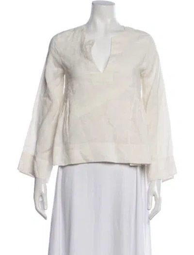 Pre-owned Merlette Linen V-neck Blouse In Neutrals
