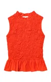Merlette Loie Cotton-voile Top In Red