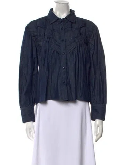 Pre-owned Merlette Long Sleeve Blouse In Blue