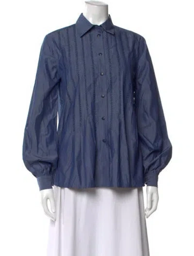 Pre-owned Merlette Long Sleeve Blouse In Blue