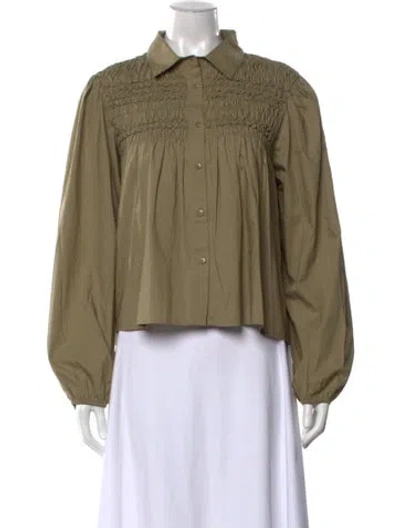Pre-owned Merlette Long Sleeve Blouse In Green