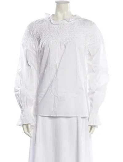 Pre-owned Merlette Long Sleeve Blouse In White