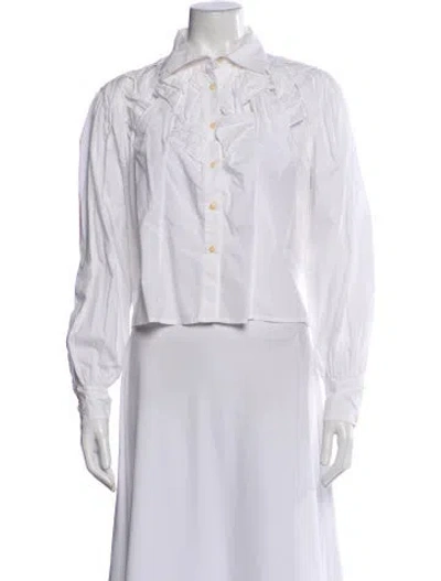 Pre-owned Merlette Long Sleeve Blouse In White