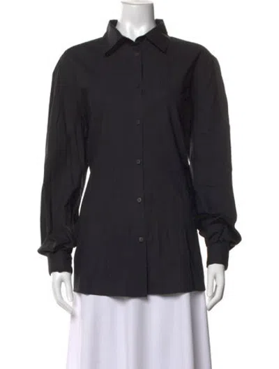 Pre-owned Merlette Long Sleeve Button-up Top In Black