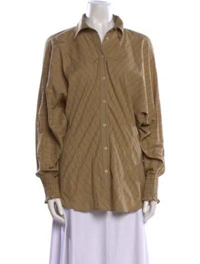 Pre-owned Merlette Long Sleeve Button-up Top In Brown