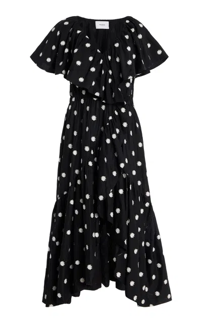 MERLETTE LORIS EMBROIDERED COTTON MIDI DRESS