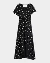 Merlette Loris Embroidered Ruffle Midi Dress In Black