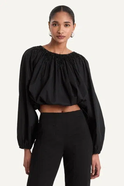 Merlette Lotus Beaded Top In Black