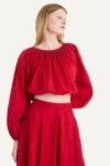 Merlette Lotus Beaded Top In Rouge