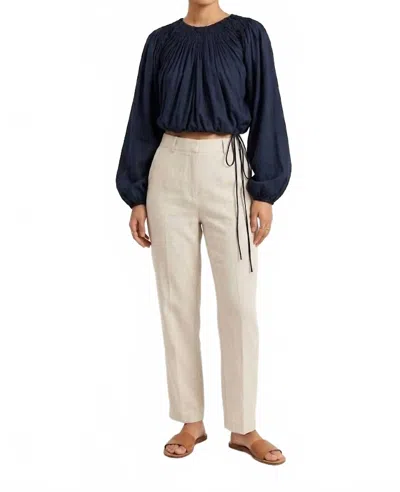 Merlette Lotus Smocked Cropped Top In Navytop In Multi