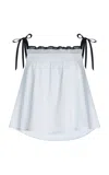 Merlette Mari Smocked Cotton Top In Light Blue