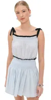 Merlette Mari Smocked Cotton Top In Blue Haze