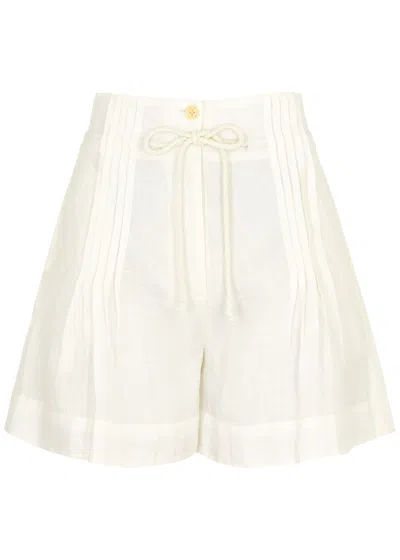 Merlette Matin Linen Shorts In Ivory