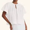 Merlette Mavis Flutter Sleeve Top In White In White