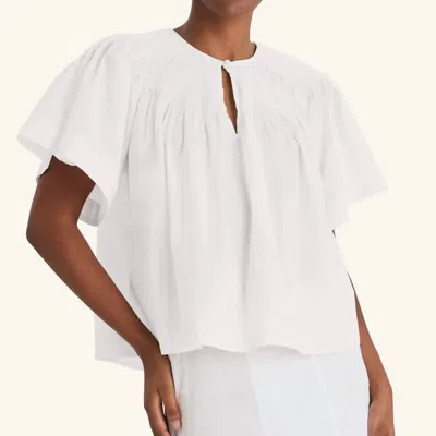 Merlette Mavis Flutter Sleeve Top In White