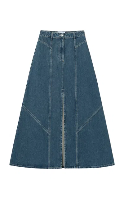 Merlette Melody Denim Midi Skirt In Blue