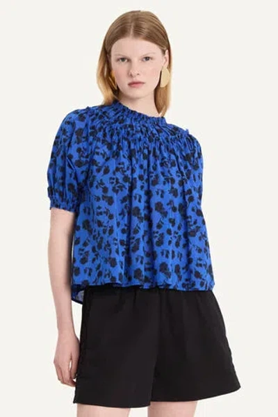 Merlette Menton Top In Cobalt Ink Floral Print