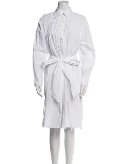 Pre-owned Merlette Midi Length Dress In White