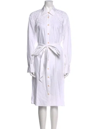 Pre-owned Merlette Midi Length Dress In White