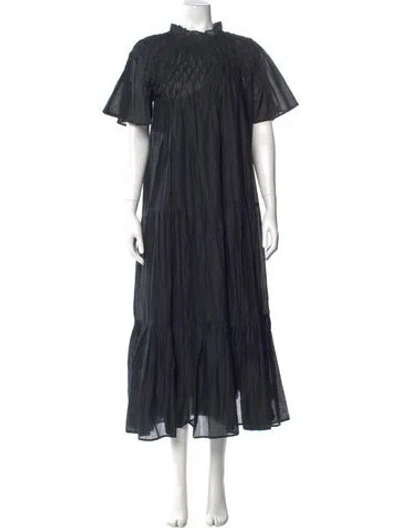 Pre-owned Merlette Mock Neck Long Dress In Blue