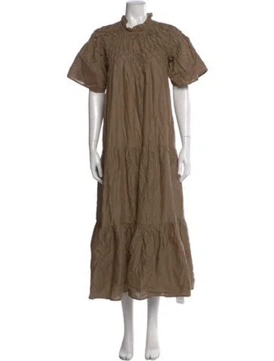 Pre-owned Merlette Mock Neck Long Dress In Brown