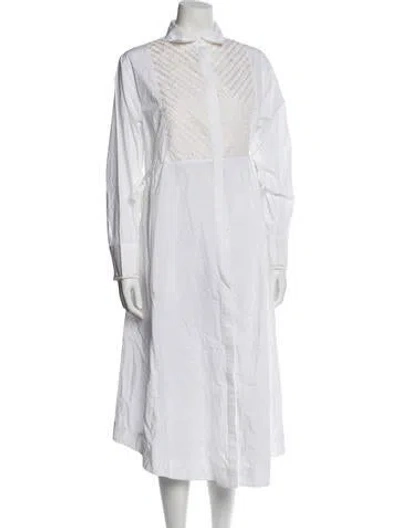 Pre-owned Merlette Mock Neck Long Dress In White