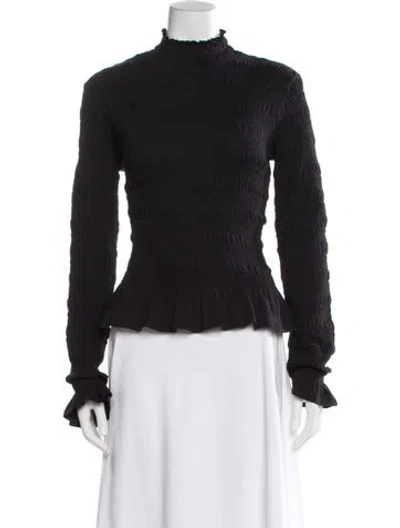 Pre-owned Merlette Mock Neck Long Sleeve Blouse In Gray