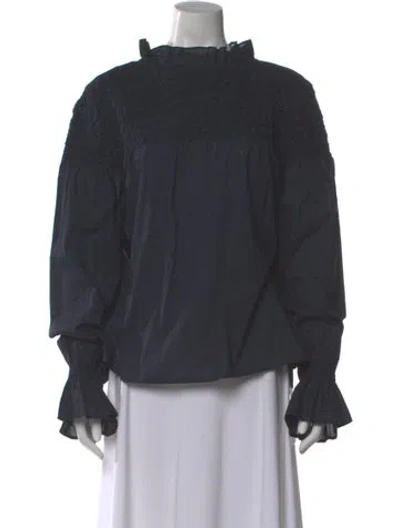 Pre-owned Merlette Mock Neck Long Sleeve Blouse In Gray