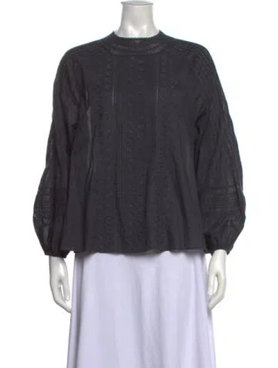 Pre-owned Merlette Mock Neck Long Sleeve Blouse In Gray