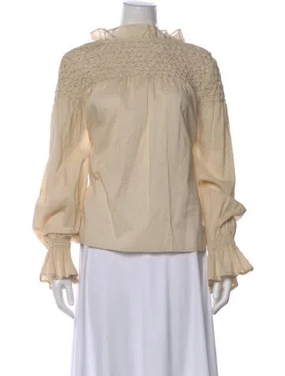 Pre-owned Merlette Mock Neck Long Sleeve Blouse In Neutral