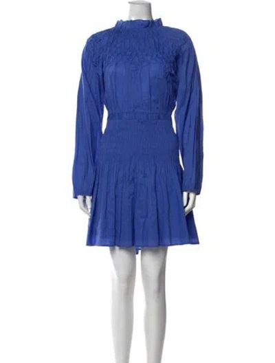 Pre-owned Merlette Mock Neck Mini Dress In Blue