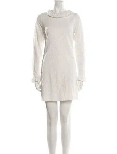 Pre-owned Merlette Mock Neck Mini Dress In White