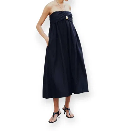 Merlette Mogra Strapless Midi Dress In Black