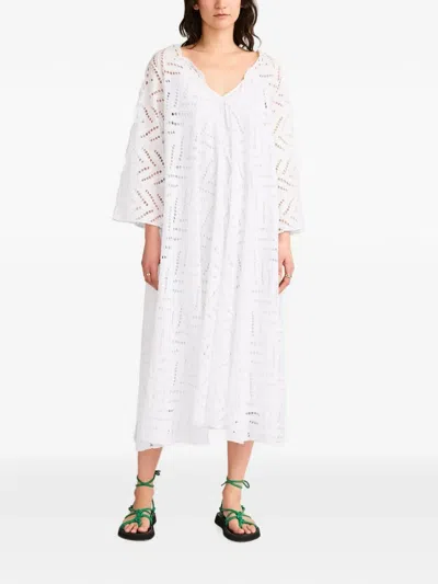 Merlette Myrtle Eyelet-embroidered Midi Dress In White