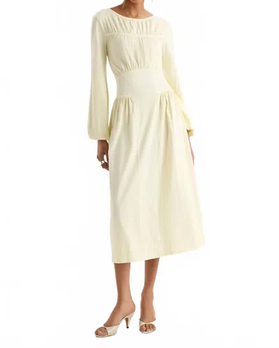 Merlette Nayeli Long Balloon Sleeve Dress In Straw In Beige