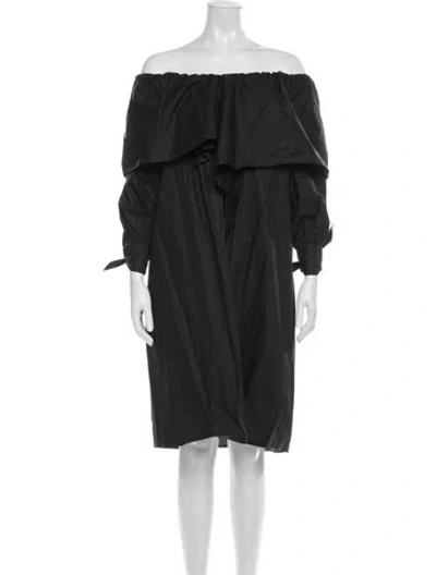 Pre-owned Merlette Off-the-shoulder Knee-length Dress In Black