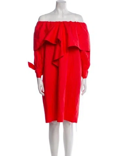 Pre-owned Merlette Off-the-shoulder Knee-length Dress W/ Tags In Pink