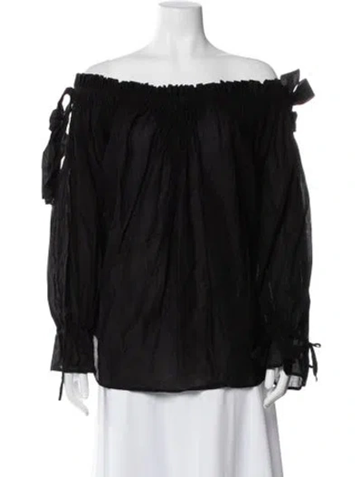 Pre-owned Merlette Off-the-shoulder Long Sleeve Blouse In Black