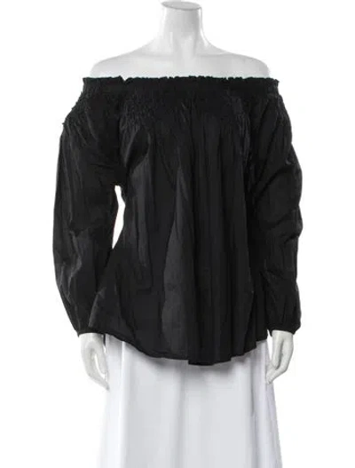 Pre-owned Merlette Off-the-shoulder Long Sleeve Blouse In Black