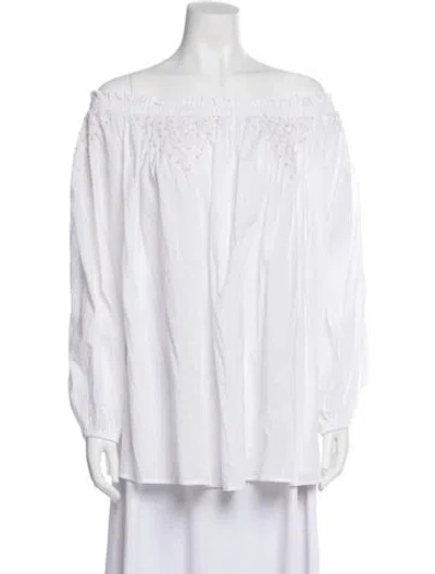 Pre-owned Merlette Off-the-shoulder Long Sleeve Blouse W/ Tags In White