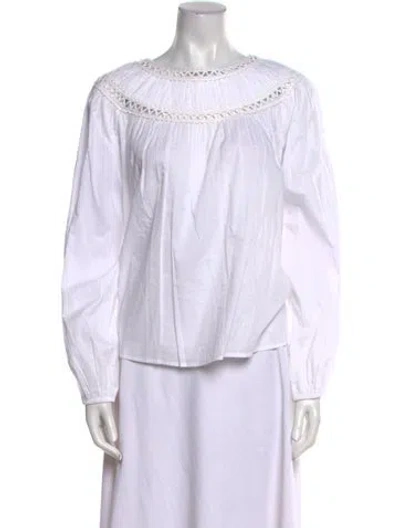 Pre-owned Merlette Off-the-shoulder Long Sleeve Blouse In White