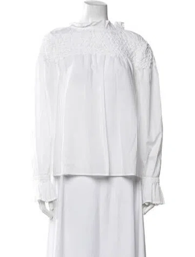 Pre-owned Merlette Off-the-shoulder Long Sleeve Blouse In White
