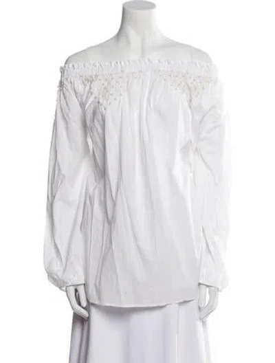 Pre-owned Merlette Off-the-shoulder Long Sleeve Tunic In White